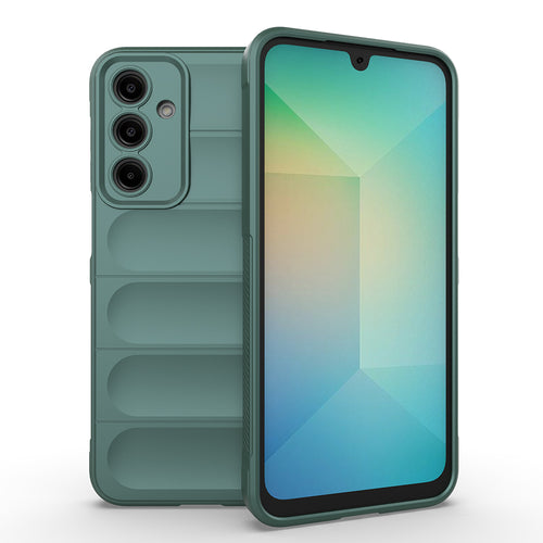 Galaxy A17 Kılıf Esnek TPU Oyuklu Arka Yüzey Tasarımlı Zore Etnik Silikon Kılıf - Koyu Yeşil
