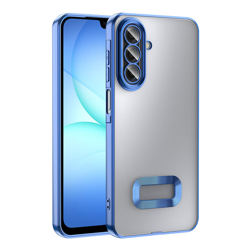 Galaxy A17 Kılıf Kamera Korumalı Logo Gösteren Zore Omega Kılıf - Mavi