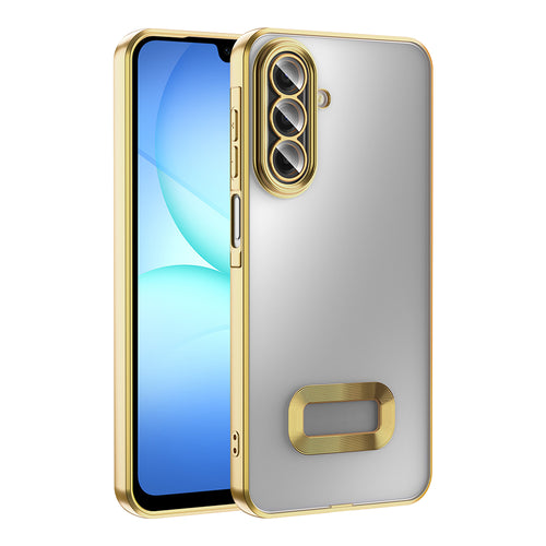 Galaxy A17 Kılıf Kamera Korumalı Logo Gösteren Zore Omega Kılıf - Gold