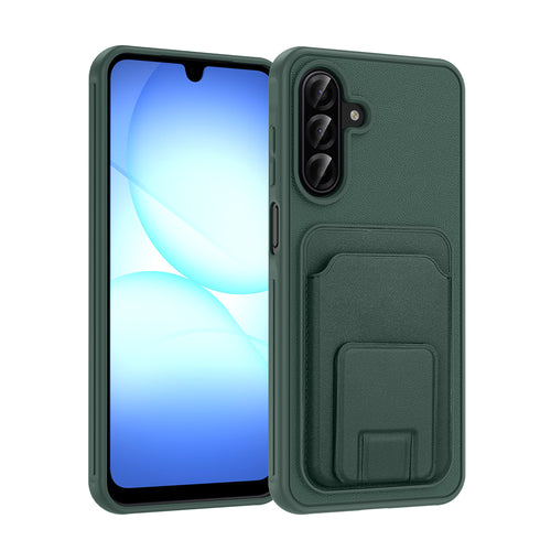 Galaxy A17 Kılıf Kartlıklı TPU Zore Bikart Kılıf - Koyu Yeşil
