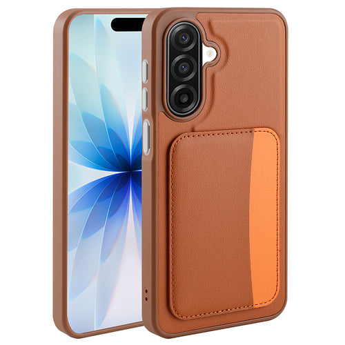 Galaxy A17 Kılıf Kartlıklı Zore X-Kart Silikon Kılıf - Kahverengi