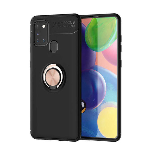Galaxy A21S Kılıf Zore Ravel Silikon Kılıf - Siyah-Rose Gold