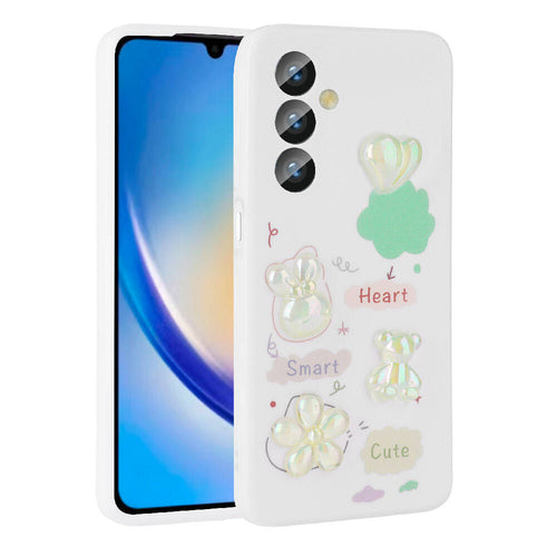 Galaxy A23 4G Kılıf Kabartma Figürlü Parlak Zore Toys Silikon Kılıf - Beyaz