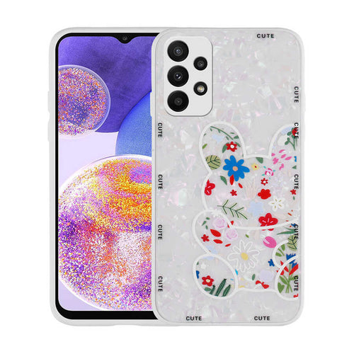 Galaxy A23 Kılıf Desenli Sert Silikon Zore Mumila Kılıf - White Rabbit