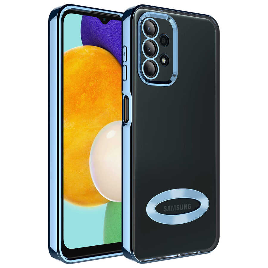 Galaxy A23 Kılıf Kamera Korumalı Logo Gösteren Zore Omega Kılıf - Sierra Mavi