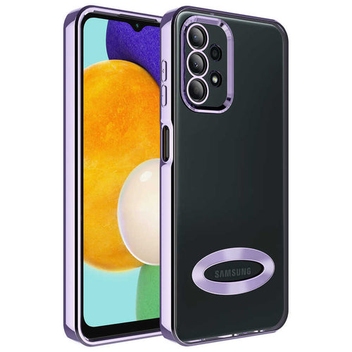 Galaxy A23 Kılıf Kamera Korumalı Logo Gösteren Zore Omega Kılıf - Lila