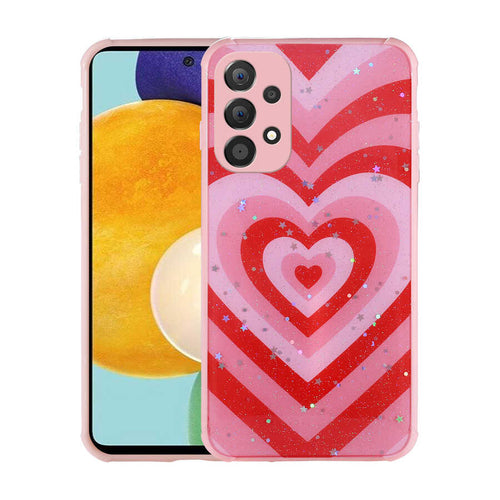 Galaxy A23 Kılıf Simli Desenli Kamera Korumalı Parlak Zore Popy Kılıf - Kalp