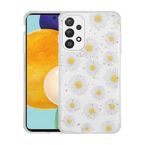 Galaxy A23 Kılıf Simli Desenli Kamera Korumalı Parlak Zore Popy Kılıf - Papatya