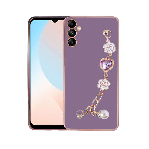 Galaxy A24 Kılıf El Tutamaçlı Kamera Korumalı Zore Taka Silikon Kılıf - Mor