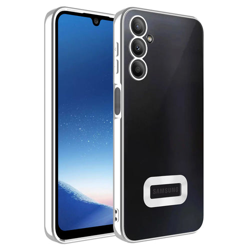 Galaxy A24 Kılıf Kamera Korumalı Logo Gösteren Zore Omega Kılıf - Gümüş