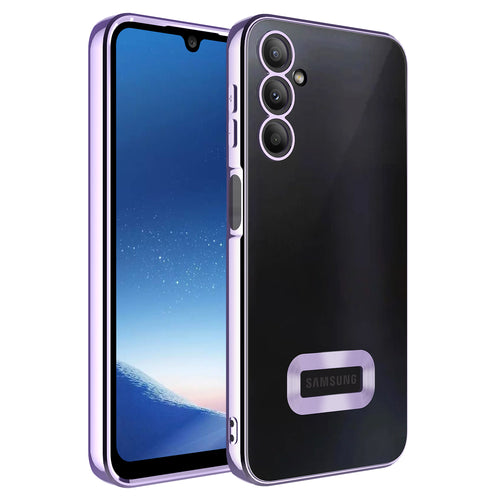Galaxy A24 Kılıf Kamera Korumalı Logo Gösteren Zore Omega Kılıf - Lila