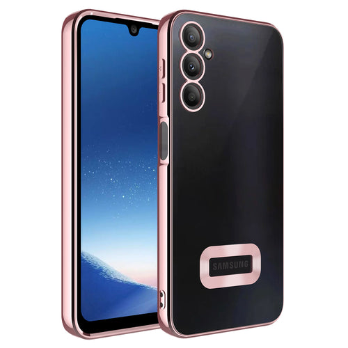 Galaxy A24 Kılıf Kamera Korumalı Logo Gösteren Zore Omega Kılıf - Rose Gold