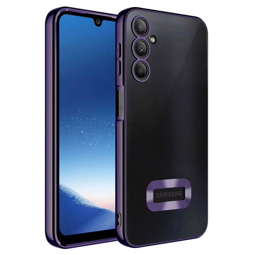 Galaxy A24 Kılıf Kamera Korumalı Logo Gösteren Zore Omega Kılıf - Derin Mor