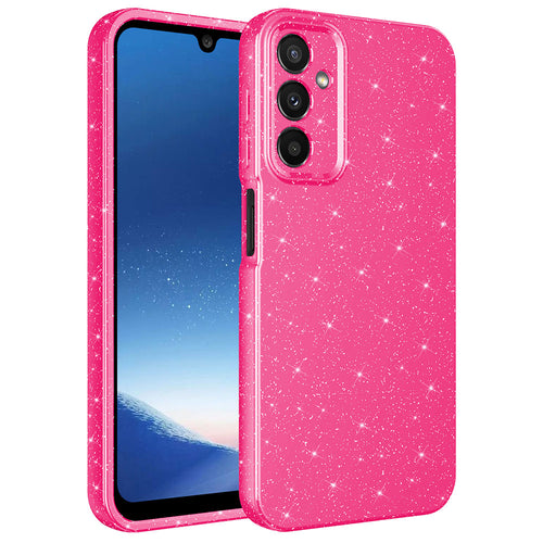 Galaxy A24 Kılıf Kamera Korumalı Simli Lüks Zore Koton Kılıf - Pembe Koyu