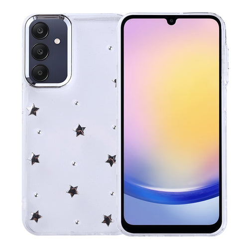 Galaxy A25 Kılıf Airbag Tasarımlı Simli Şeffaf Zore Kutup Kılıf - Yıldız