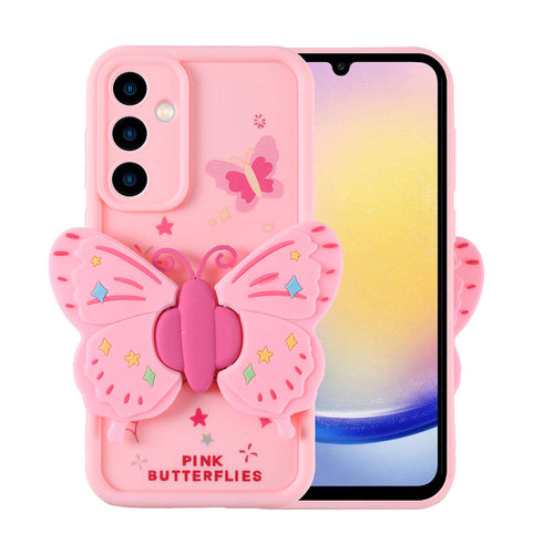 Galaxy A25 Kılıf Kamera Korumalı Figür Tasarımlı Zore Kapya Kılıf - Pembe Açık