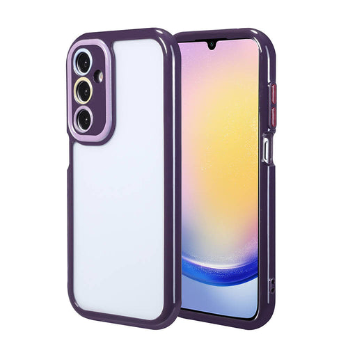 Galaxy A25 Kılıf Kamera Korumalı Renkli Kenar ve Çerçeve Tasarımlı Zore Vitamin Kılıf - Derin Mor