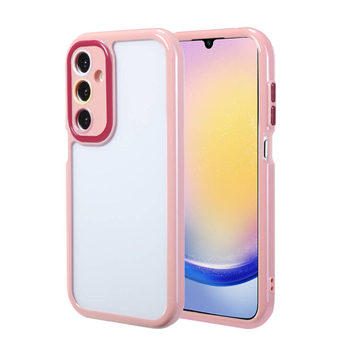 Galaxy A25 Kılıf Kamera Korumalı Renkli Kenar ve Çerçeve Tasarımlı Zore Vitamin Kılıf - Mürdüm