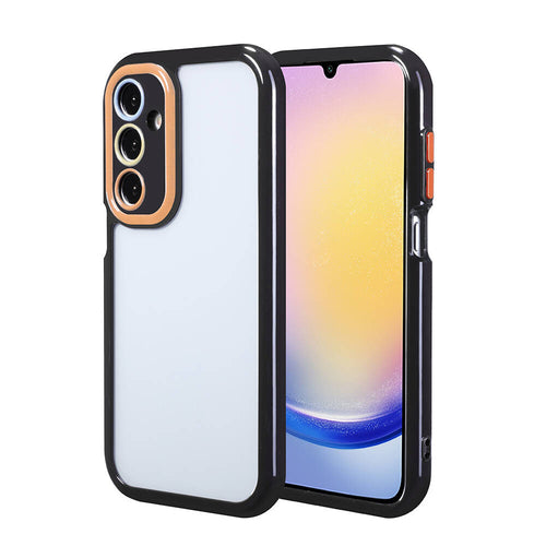 Galaxy A25 Kılıf Kamera Korumalı Renkli Kenar ve Çerçeve Tasarımlı Zore Vitamin Kılıf - Siyah