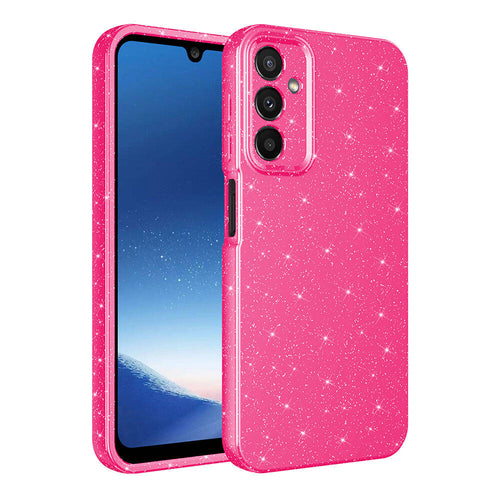 Galaxy A25 Kılıf Kamera Korumalı Simli Lüks Zore Koton Kılıf - Pembe Koyu