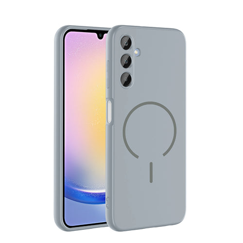 Galaxy A25 Kılıf M-safe Şarj Özellikli Zore Meta Kılıf - Titanyum-Gri