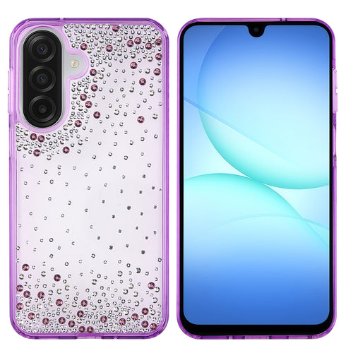 Galaxy A26 Kılıf Airbag Tasarımlı Damla Taşlı Şeffaf Zore Pera Silikon Kılıf - Mor
