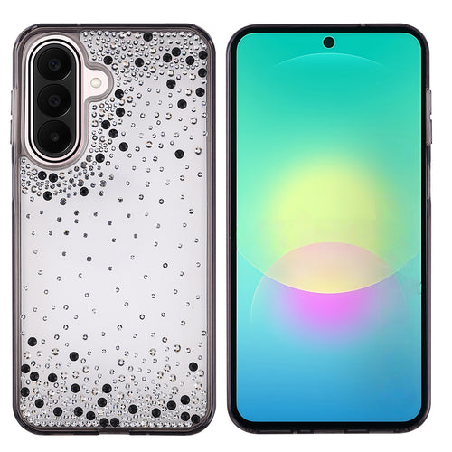 Galaxy A26 Kılıf Airbag Tasarımlı Damla Taşlı Şeffaf Zore Pera Silikon Kılıf - Siyah