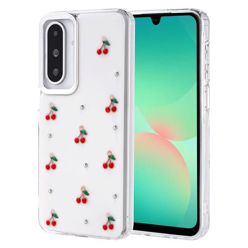 Galaxy A26 Kılıf Airbag Tasarımlı Simli Şeffaf Zore Kutup Kılıf - Kiraz