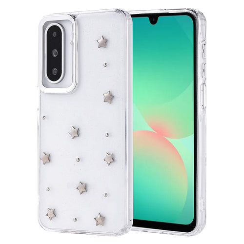 Galaxy A26 Kılıf Airbag Tasarımlı Simli Şeffaf Zore Kutup Kılıf - Yıldız