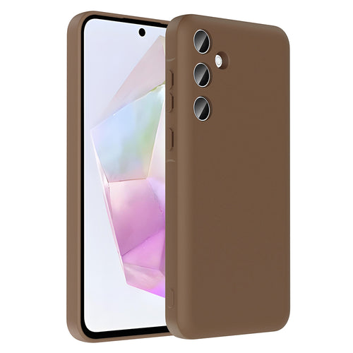 Galaxy A26 Kılıf Kamera Korumalı Kartlık Hazneli Zore Vitra Kılıf - Kahverengi