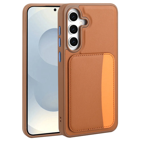 Galaxy A26 Kılıf Kartlıklı Zore X-Kart Silikon Kılıf - Kahverengi