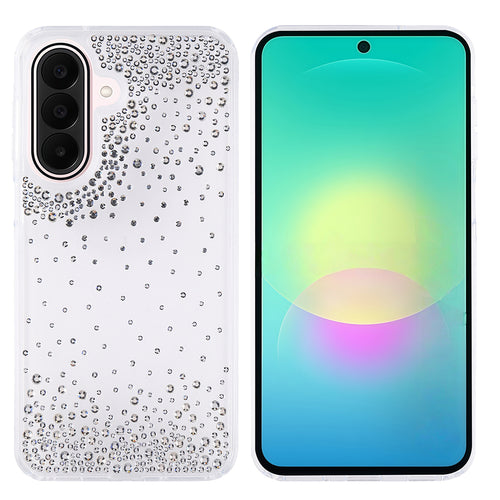 Galaxy A27 Kılıf Airbag Tasarımlı Damla Taşlı Şeffaf Zore Pera Silikon Kılıf - Şeffaf