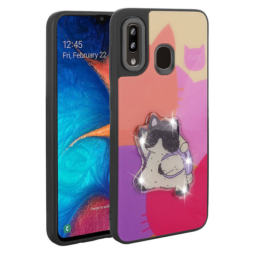 Galaxy A30 Kılıf Parlayan Kabartmalı İkonik Figürlü Zore Amas Silikon Kılıf - Mor