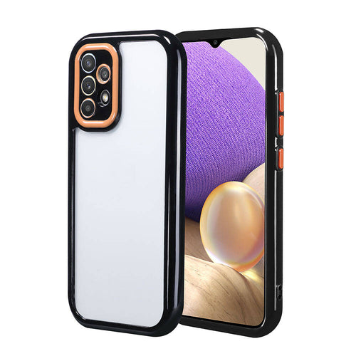 Galaxy A32 4G Kılıf Kamera Korumalı Renkli Kenar ve Çerçeve Tasarımlı Zore Vitamin Kılıf - Siyah