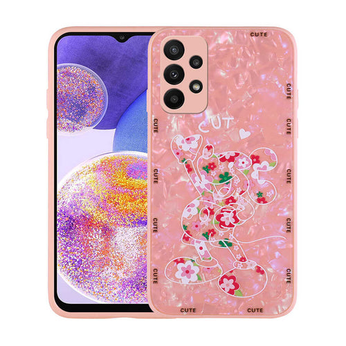 Galaxy A33 5G Kılıf Desenli Sert Silikon Zore Mumila Kılıf - Pink Mouse