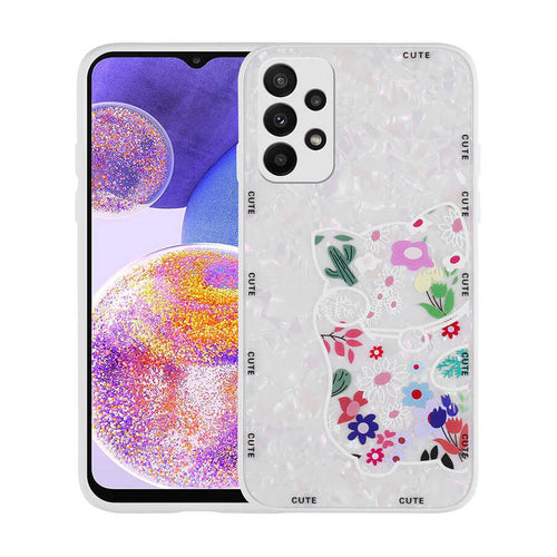 Galaxy A33 5G Kılıf Desenli Sert Silikon Zore Mumila Kılıf - White Cat