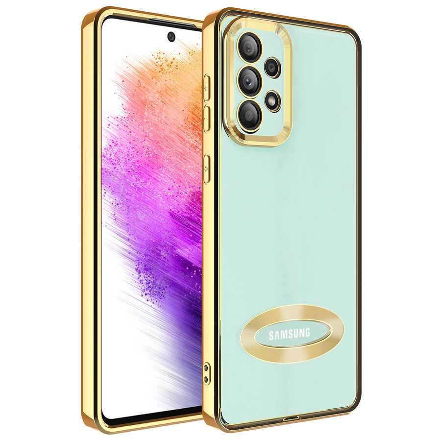 Galaxy A33 5G Kılıf Kamera Korumalı Logo Gösteren Zore Omega Kılıf - Gold
