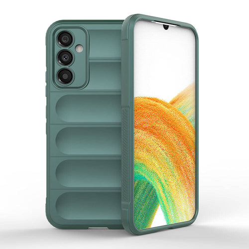 Galaxy A34 Kılıf Esnek TPU Oyuklu Arka Yüzey Tasarımlı Zore Etnik Silikon Kılıf - Koyu Yeşil