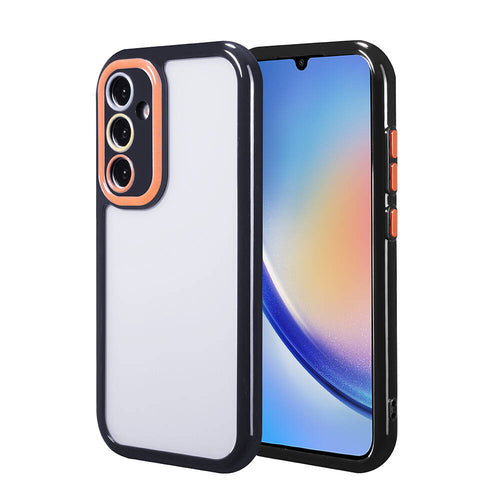 Galaxy A34 Kılıf Kamera Korumalı Renkli Kenar ve Çerçeve Tasarımlı Zore Vitamin Kılıf - Siyah
