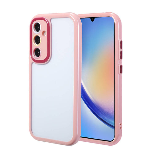 Galaxy A34 Kılıf Kamera Korumalı Renkli Kenar ve Çerçeve Tasarımlı Zore Vitamin Kılıf - Mürdüm