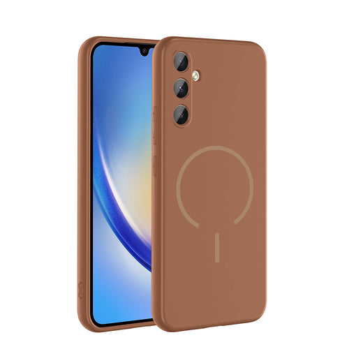 Galaxy A34 Kılıf M-safe Şarj Özellikli Zore Meta Kılıf - Kahverengi