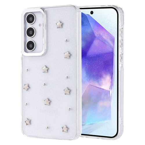 Galaxy A35 Kılıf Airbag Tasarımlı Simli Şeffaf Zore Kutup Kılıf - Yıldız