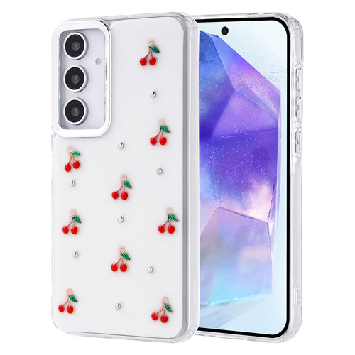 Galaxy A35 Kılıf Airbag Tasarımlı Simli Şeffaf Zore Kutup Kılıf - Kiraz