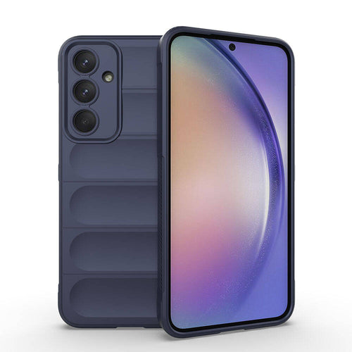 Galaxy A35 Kılıf Esnek TPU Oyuklu Arka Yüzey Tasarımlı Zore Etnik Silikon Kılıf - Lacivert