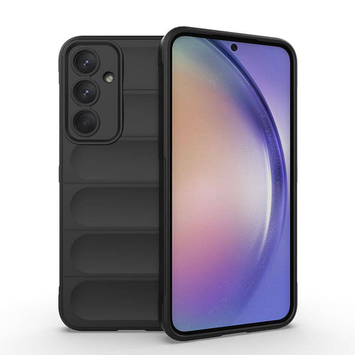 Galaxy A35 Kılıf Esnek TPU Oyuklu Arka Yüzey Tasarımlı Zore Etnik Silikon Kılıf - Siyah