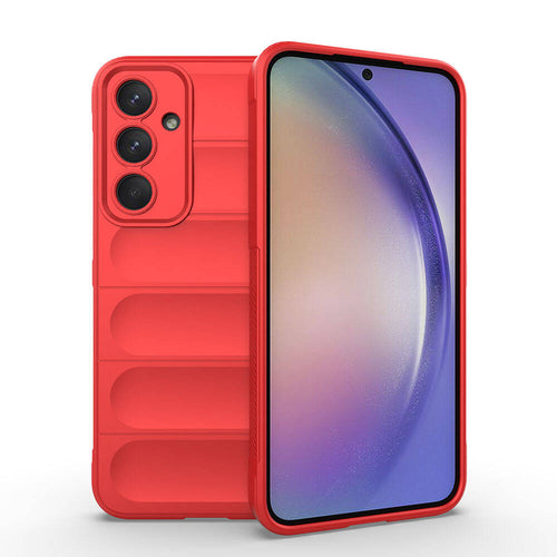 Galaxy A35 Kılıf Esnek TPU Oyuklu Arka Yüzey Tasarımlı Zore Etnik Silikon Kılıf - Kırmızı
