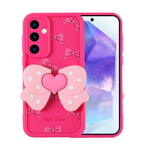 Galaxy A35 Kılıf Kamera Korumalı Figür Tasarımlı Zore Kapya Kılıf - Pembe Koyu