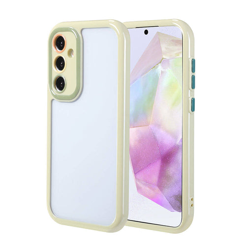 Galaxy A35 Kılıf Kamera Korumalı Renkli Kenar ve Çerçeve Tasarımlı Zore Vitamin Kılıf - Yeşil
