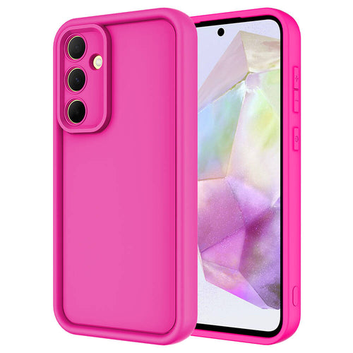 Galaxy A35 Kılıf Kamera Korumalı Zore Ananas Kılıf - Pembe Koyu