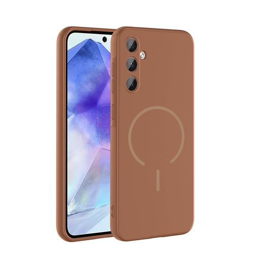 Galaxy A35 Kılıf M-safe Şarj Özellikli Zore Meta Kılıf - Kahverengi